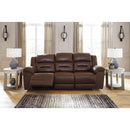  Manufacturer Color_Chocolate  Motion Type_Power Recline  -- Signature Design by Ashley Stoneland Reclining Leather Look Sofa IMAGE 4