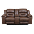  Manufacturer Color_Chocolate  Motion Type_Power Recline  -- Signature Design by Ashley Stoneland Reclining Leather Look Loveseat with Console IMAGE 1