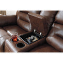  Manufacturer Color_Chocolate  Motion Type_Power Recline  -- Signature Design by Ashley Stoneland Reclining Leather Look Loveseat with Console IMAGE 6