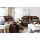  Manufacturer Color_Chocolate  Motion Type_Power Recline  -- Signature Design by Ashley Stoneland Reclining Leather Look Loveseat with Console IMAGE 8