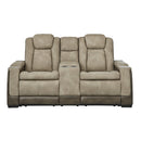  Manufacturer Color_Sand -- Signature Design by Ashley Next Gen DuraPella Power Reclining Leather Look Loveseat with Console IMAGE 2
