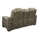  Manufacturer Color_Sand -- Signature Design by Ashley Next Gen DuraPella Power Reclining Leather Look Loveseat with Console IMAGE 4