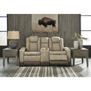  Manufacturer Color_Sand -- Signature Design by Ashley Next Gen DuraPella Power Reclining Leather Look Loveseat with Console IMAGE 5