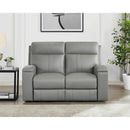  Amax Leather Sullivan 7076W-20P2Z-2517 Power Reclining Zero Grav. Loveseat - Silver Gray IMAGE 2
