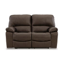  Manufacturer Color_Dark Brown -- Signature Design by Ashley Leesworth Power Reclining Leather Match Loveseat IMAGE 3