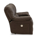  Manufacturer Color_Dark Brown -- Signature Design by Ashley Leesworth Power Reclining Leather Match Loveseat IMAGE 4