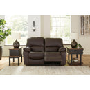  Manufacturer Color_Dark Brown -- Signature Design by Ashley Leesworth Power Reclining Leather Match Loveseat IMAGE 6