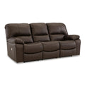  Manufacturer Color_Dark Brown -- Signature Design by Ashley Leesworth Power Reclining Leather Match Sofa IMAGE 1