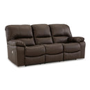  Manufacturer Color_Dark Brown -- Signature Design by Ashley Leesworth Power Reclining Leather Match Sofa IMAGE 1