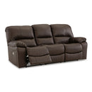  Manufacturer Color_Dark Brown -- Signature Design by Ashley Leesworth Power Reclining Leather Match Sofa IMAGE 2