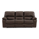  Manufacturer Color_Dark Brown -- Signature Design by Ashley Leesworth Power Reclining Leather Match Sofa IMAGE 3