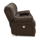  Manufacturer Color_Dark Brown -- Signature Design by Ashley Leesworth Power Reclining Leather Match Sofa IMAGE 4
