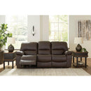  Manufacturer Color_Dark Brown -- Signature Design by Ashley Leesworth Power Reclining Leather Match Sofa IMAGE 6