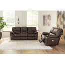  Manufacturer Color_Dark Brown -- Signature Design by Ashley Leesworth Power Reclining Leather Match Sofa IMAGE 8