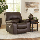  Manufacturer Color_Dark Brown -- Signature Design by Ashley Leesworth Power Rocker Leather Match Recliner IMAGE 6