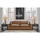  Manufacturer Color_Caramel -- Signature Design by Ashley Emilia Stationary Leather Match Loveseat IMAGE 2