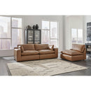  Manufacturer Color_Caramel -- Signature Design by Ashley Emilia Stationary Leather Match Loveseat IMAGE 3