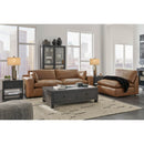  Manufacturer Color_Caramel -- Signature Design by Ashley Emilia Stationary Leather Match Loveseat IMAGE 5