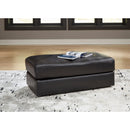  Manufacturer Color_Onyx -- Signature Design by Ashley Amiata Leather Match Ottoman IMAGE 4