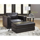  Manufacturer Color_Onyx -- Signature Design by Ashley Amiata Leather Match Ottoman IMAGE 5