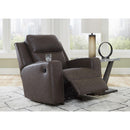  Manufacturer Color_Umber -- Signature Design by Ashley Lavenhorne Rocker Leather Look Recliner IMAGE 8