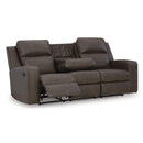  Manufacturer Color_Umber -- Signature Design by Ashley Lavenhorne Reclining Leather Look Sofa IMAGE 2