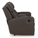 Manufacturer Color_Umber -- Signature Design by Ashley Lavenhorne Reclining Leather Look Loveseat with Console IMAGE 4