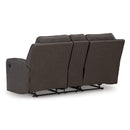  Manufacturer Color_Umber -- Signature Design by Ashley Lavenhorne Reclining Leather Look Loveseat with Console IMAGE 5