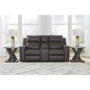  Manufacturer Color_Umber -- Signature Design by Ashley Lavenhorne Reclining Leather Look Loveseat with Console IMAGE 6