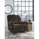  Manufacturer Color_Chocolate -- Signature Design by Ashley Movie Man Fabric Recliner with Wall Recline IMAGE 6