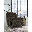  Manufacturer Color_Chocolate -- Signature Design by Ashley Movie Man Fabric Recliner with Wall Recline IMAGE 7
