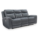  Manufacturer Color_Steel --  Signature Design by Ashley Mindanao Power Reclining Leather Match Sofa IMAGE 1