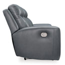  Manufacturer Color_Steel --  Signature Design by Ashley Mindanao Power Reclining Leather Match Sofa IMAGE 4