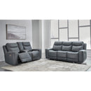  Manufacturer Color_Steel --  Signature Design by Ashley Mindanao Power Reclining Leather Match Loveseat with Console IMAGE 11