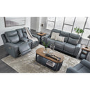  Manufacturer Color_Steel --  Signature Design by Ashley Mindanao Power Reclining Leather Match Loveseat with Console IMAGE 12