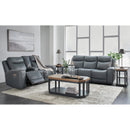  Manufacturer Color_Steel --  Signature Design by Ashley Mindanao Power Reclining Leather Match Loveseat with Console IMAGE 14