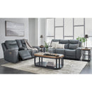  Manufacturer Color_Steel --  Signature Design by Ashley Mindanao Power Reclining Leather Match Loveseat with Console IMAGE 15