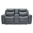  Manufacturer Color_Steel --  Signature Design by Ashley Mindanao Power Reclining Leather Match Loveseat with Console IMAGE 3
