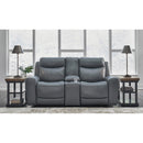  Manufacturer Color_Steel --  Signature Design by Ashley Mindanao Power Reclining Leather Match Loveseat with Console IMAGE 6