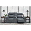 Manufacturer Color_Steel --  Signature Design by Ashley Mindanao Power Reclining Leather Match Loveseat with Console IMAGE 7