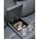  Manufacturer Color_Steel --  Signature Design by Ashley Mindanao Power Reclining Leather Match Loveseat with Console IMAGE 8