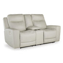  Manufacturer Color_Coconut --  Mindanao U5950518C Power Reclining Loveseat with Console and Adjustable Headrest IMAGE 1