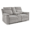  Manufacturer Color_Ash -- Signature Design by Ashley Barnsana Power Reclining Fabric Loveseat with Console IMAGE 1