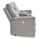  Manufacturer Color_Ash -- Signature Design by Ashley Barnsana Power Reclining Fabric Loveseat with Console IMAGE 4