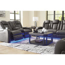  Manufacturer Color_Shadow -- Signature Design by Ashley Fyne Dyme Power Reclining Leather Look Loveseat with Console IMAGE 12