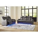  Manufacturer Color_Shadow -- Signature Design by Ashley Fyne Dyme Power Reclining Leather Look Loveseat with Console IMAGE 13