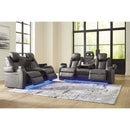  Manufacturer Color_Shadow -- Signature Design by Ashley Fyne Dyme Power Reclining Leather Look Loveseat with Console IMAGE 16