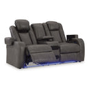  Manufacturer Color_Shadow -- Signature Design by Ashley Fyne Dyme Power Reclining Leather Look Loveseat with Console IMAGE 2