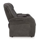  Manufacturer Color_Shadow -- Signature Design by Ashley Fyne Dyme Power Reclining Leather Look Loveseat with Console IMAGE 4