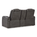  Manufacturer Color_Shadow -- Signature Design by Ashley Fyne Dyme Power Reclining Leather Look Loveseat with Console IMAGE 5